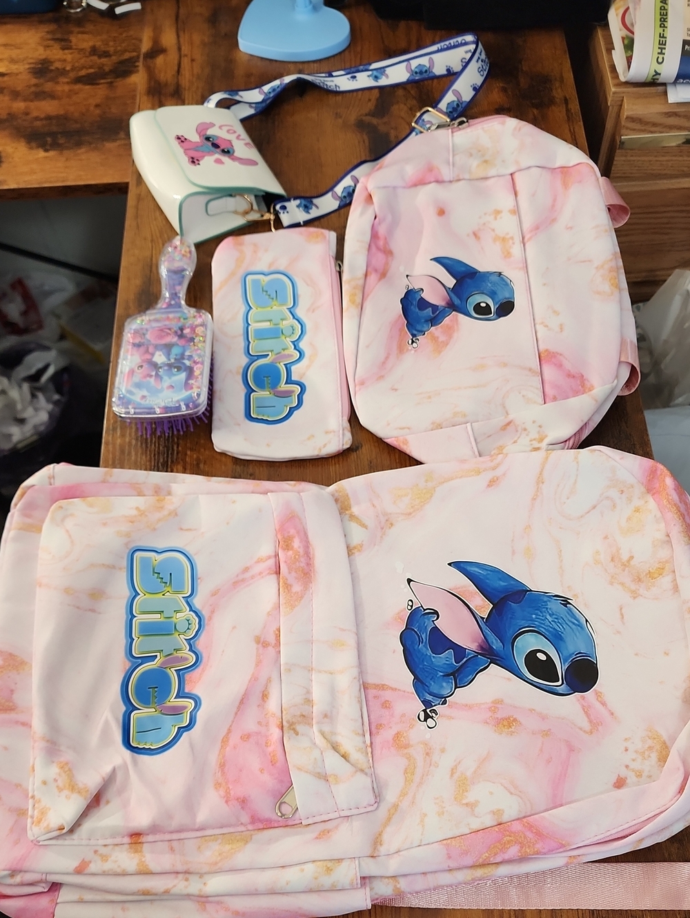 FIRM PRICE NWT Disney Stitch Pink Marble 5-Piece Backpack Set – Brand New!
